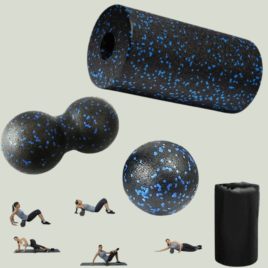 Faszien- Rolle inkl. Massage- Ball Set mit praktischer Tasche für eine entspannte Muskulatur